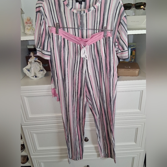 Simply Vera Vera Wang Pink and Gray Striped Pajama Set - Picture 1 of 3